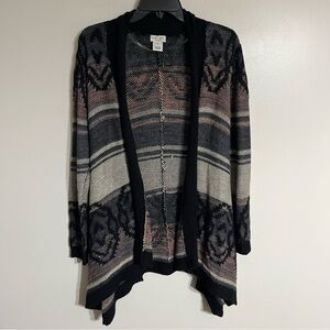 Womens Contempo Casual Long Open Front 100% Acrylic Sweater Cardigan Size Medium